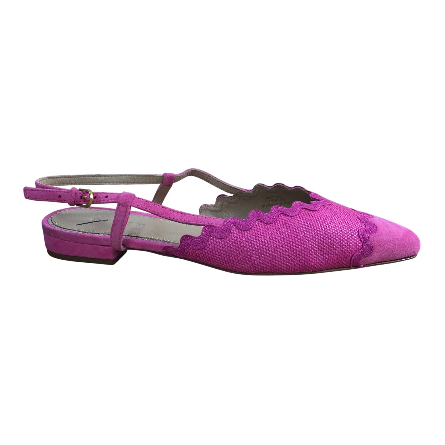 Branded Pink Slingback Flats UK5 Women's Pointed Toe Ruffle Detail Shoes