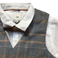 River Island Kids Four Piece Grey Check Suit - Shirt Trousers Waistcoat Bow Tie