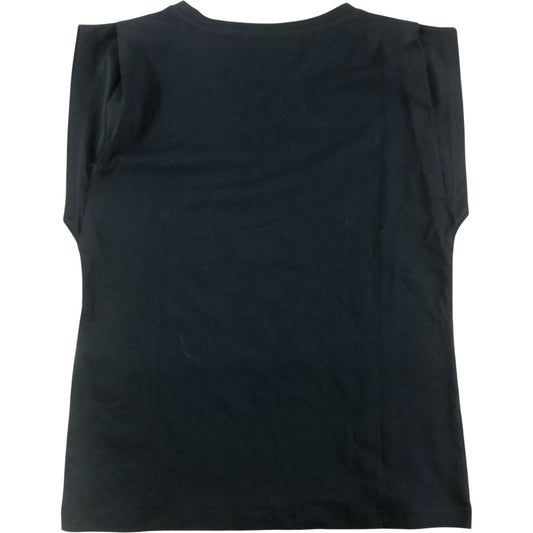Branded Black T-Shirt Women's Cotton Short Sleeve Top UK6