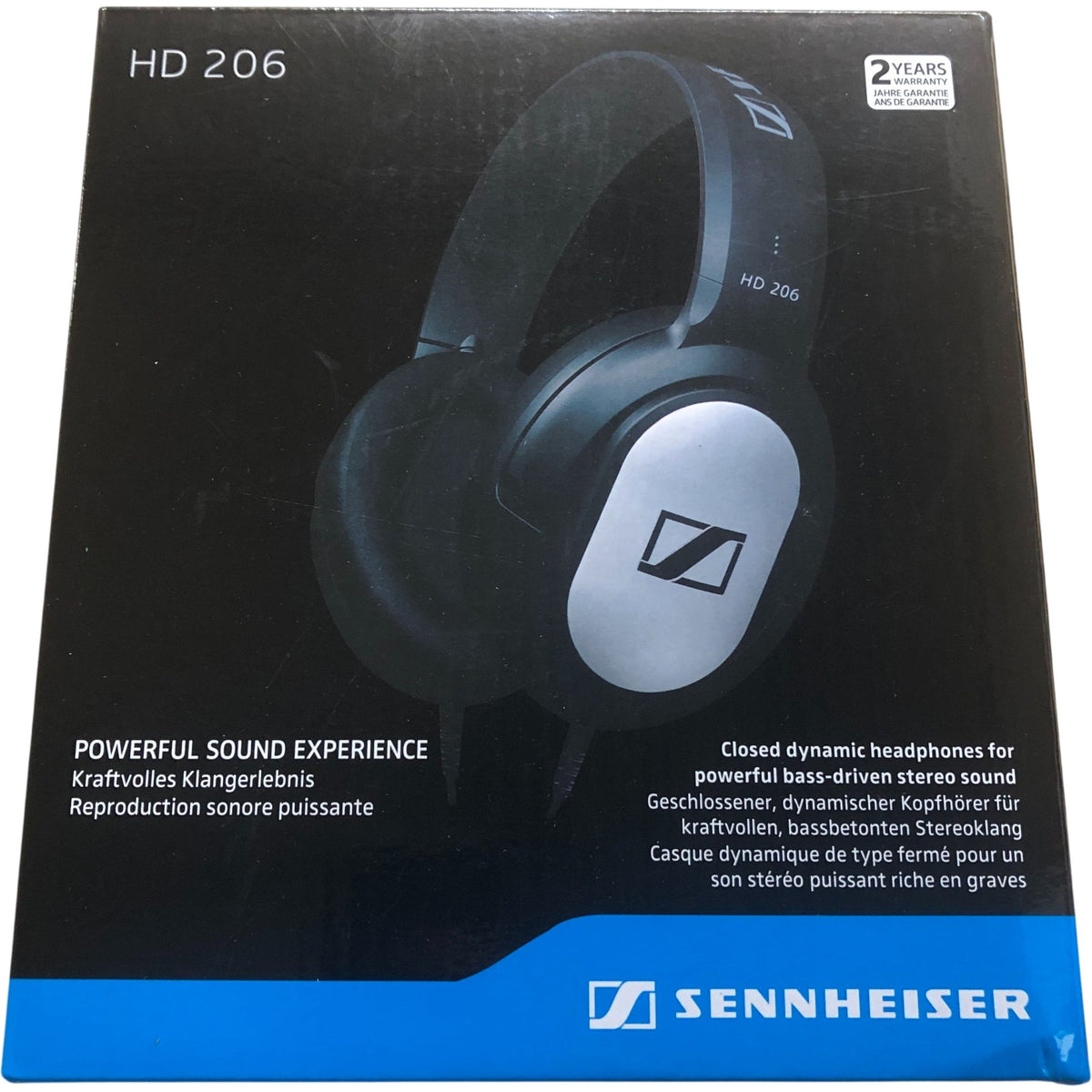 Sennheiser HD 206 Stereo Headphones Powerful Sound Closed Design Lightweight