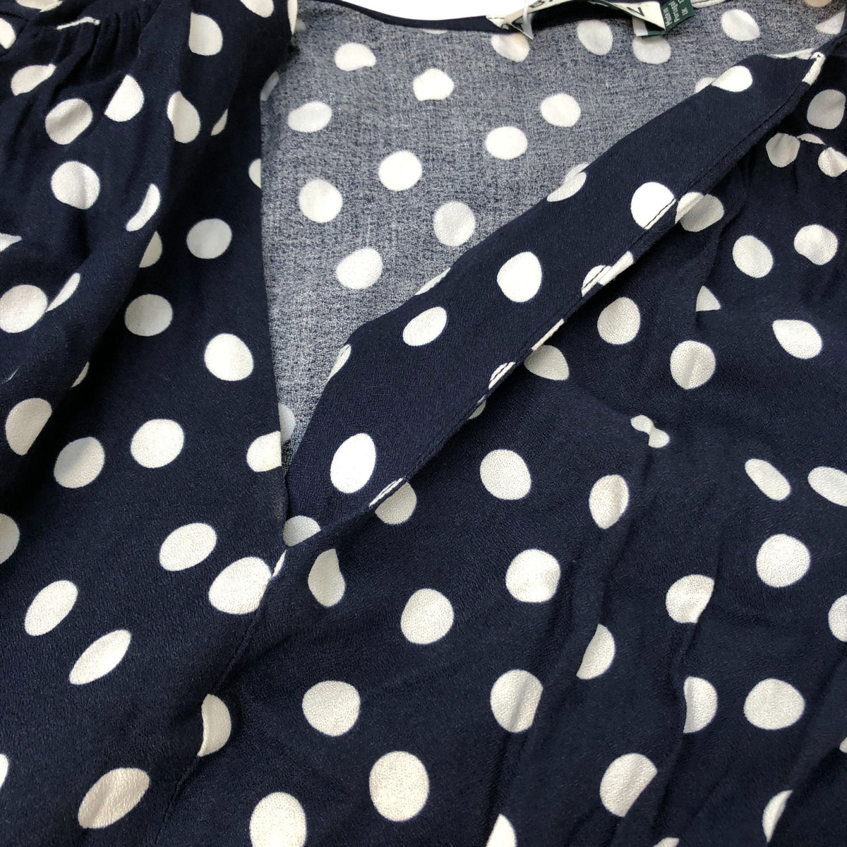 Baukjen Polka Dot Midi Dress UK12 Women's Viscose Navy White Casual Style