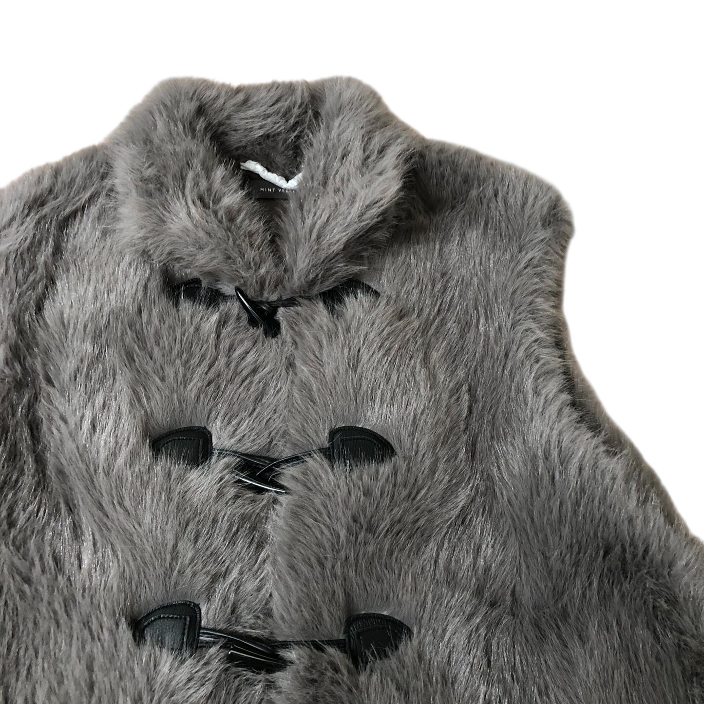 Grey Faux Fur Gilet Women's Stylish Warm Layering Vest Size Large