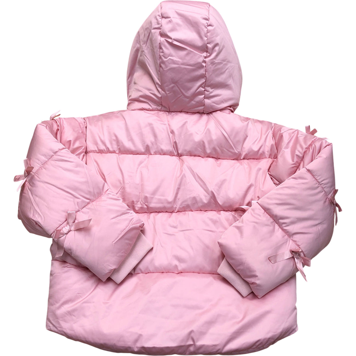 River Island Kids Puffer Jacket Pink with Bows Hooded Outerwear
