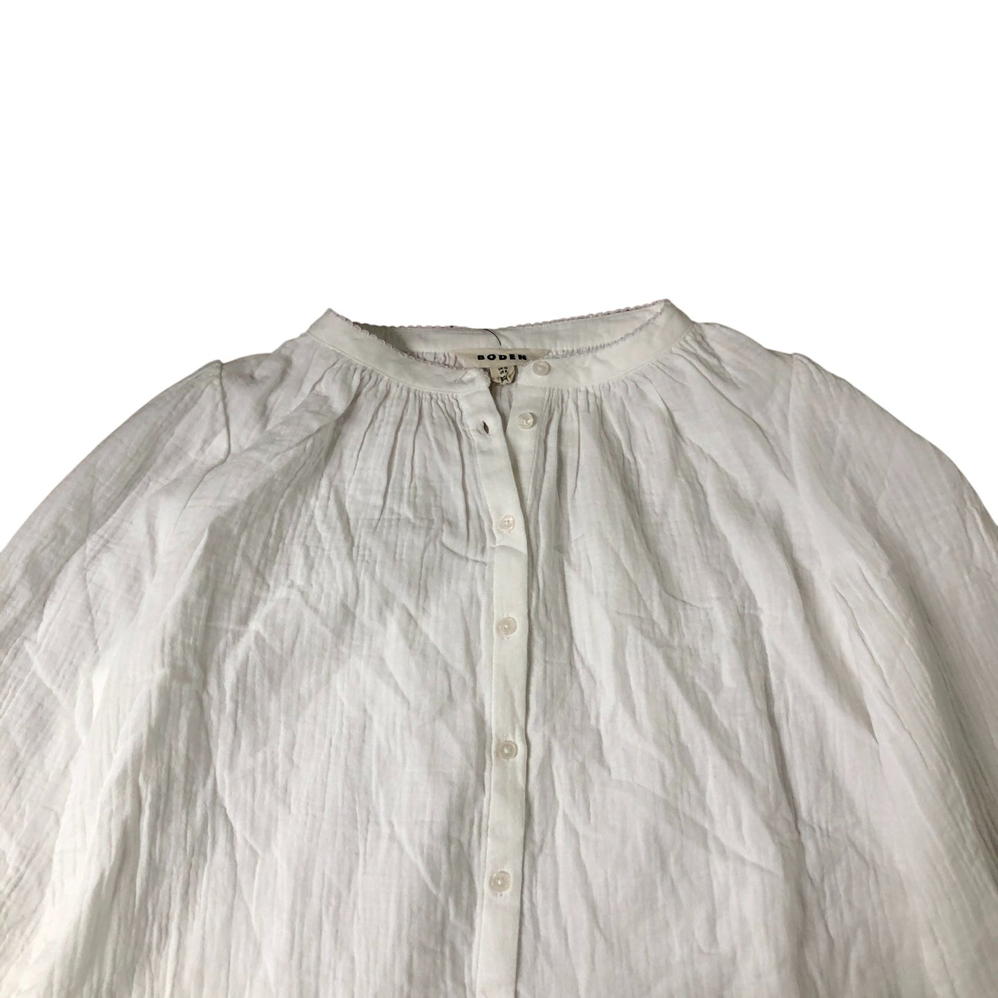 White Cotton Top Women's Button Front Long Sleeve Blouse UK12