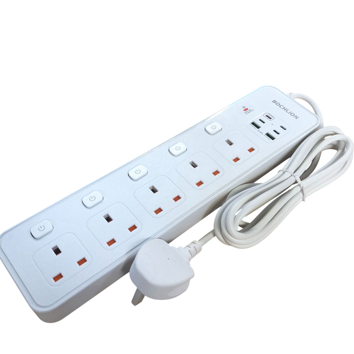 Bochlion Power Socket 3000W 5 Outlets USB Charging Ports Surge Protector