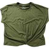 River Island Relaxed T-Shirt Size 6 Women's Olive Green Knot Front