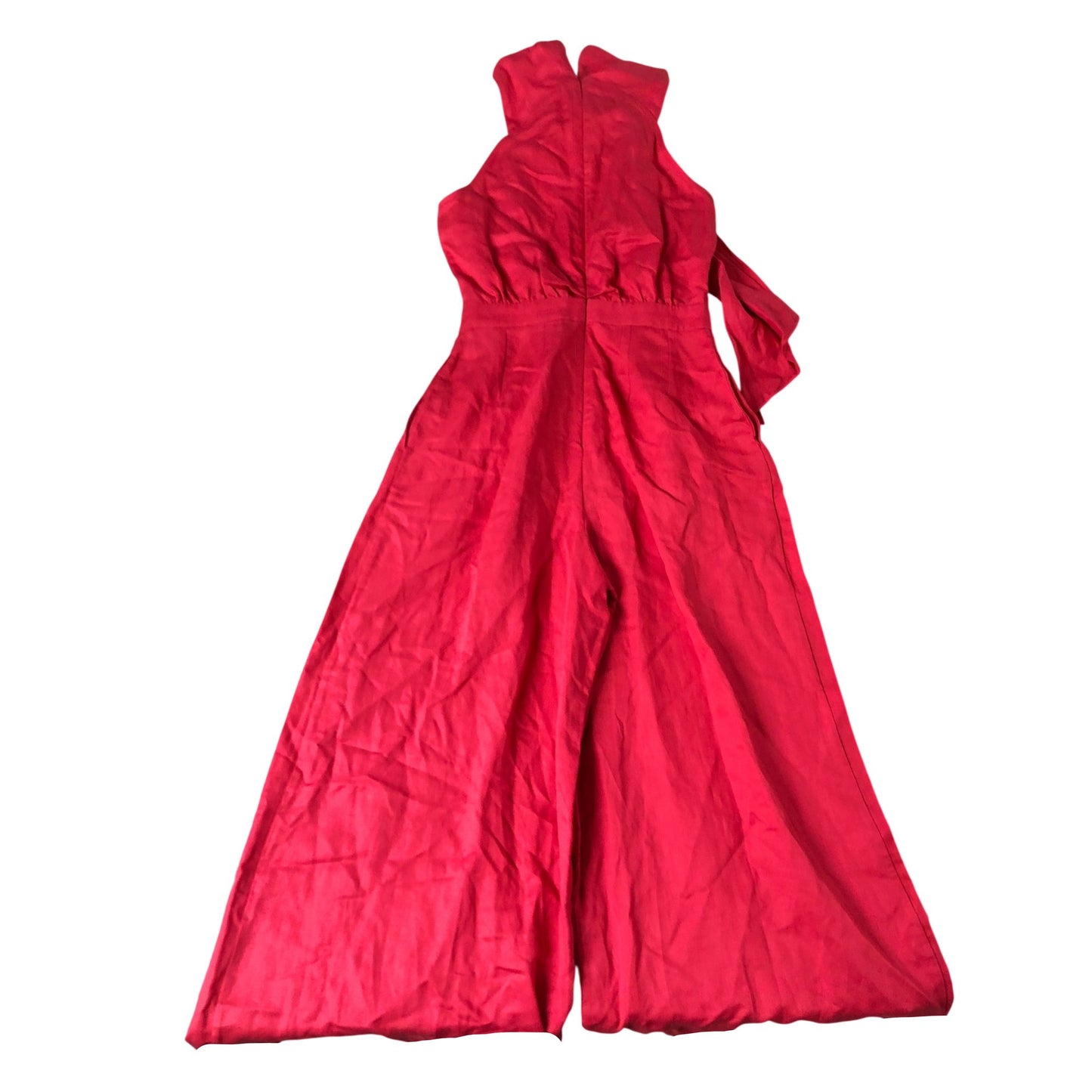 Red Jumpsuit Women's Sleeveless Tie Waist Wide Leg Size 8