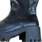 Wide Fit Black Knee High Boots Chunky Heel Faux Leather Size 5