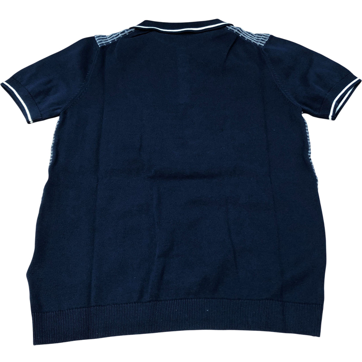 Short Sleeve Polo Shirt Size 14-15 Years Stylish Cotton Navy Patterned