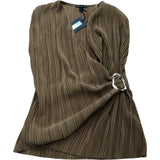 River Island Women's Pleated Top Size S Brown Wrap Style With Belt Detail