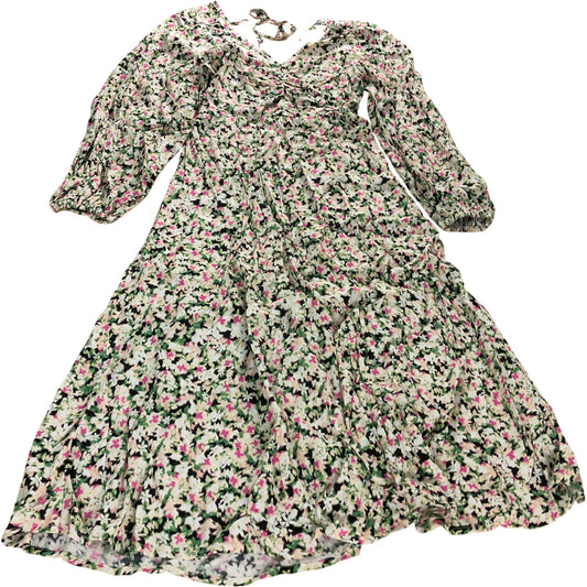 River Island Floral Dress UK10 Women's Long Sleeve V Neck Summer Style