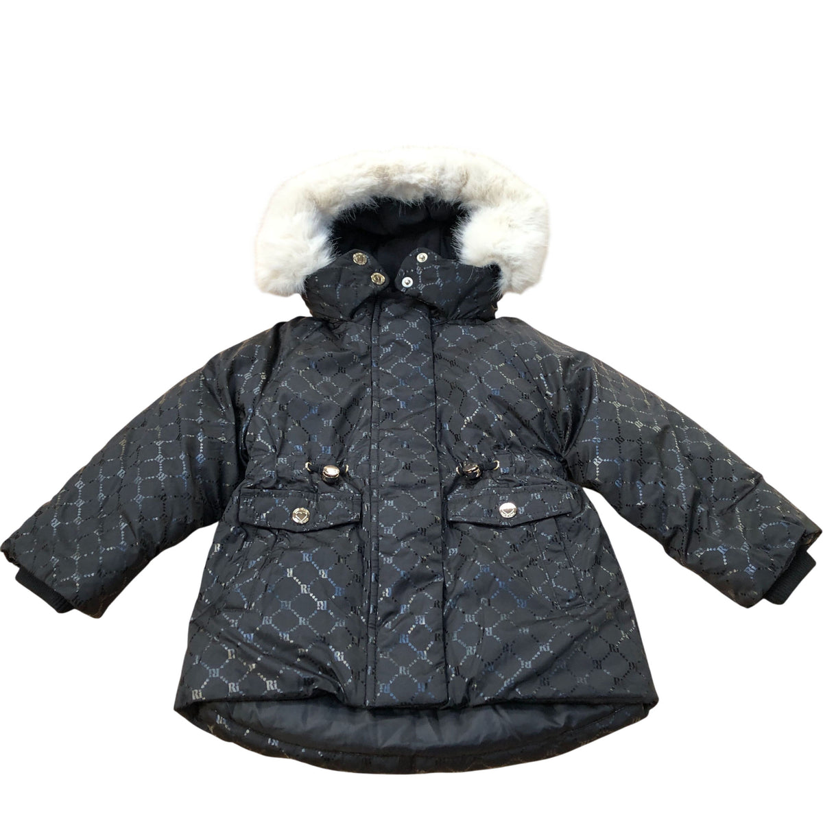 River Island Kids Coat 2-3 Years Unisex Black Faux Fur Hooded Padded Jacket