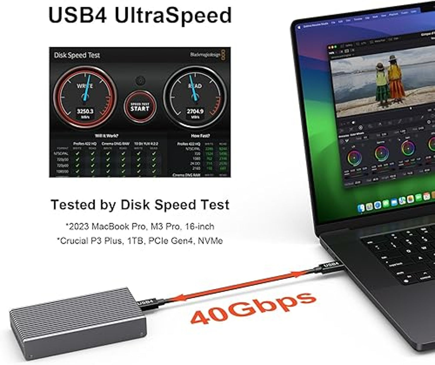 Qwiizlab M2 NVMe SSD Enclosure USB4 40Gbps Aluminium Cooling Case Adapter