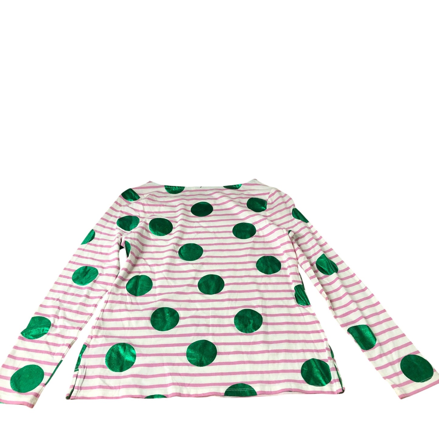 Long Sleeve Top Women’s Green Spots Pink Stripe Size UK8