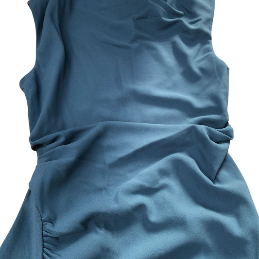 River Island Long Evening Dress Size 10 Women's Elegant Pleated Polyester Blue