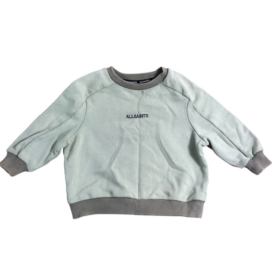 AllSaints Sage Sweatshirt 12-18 Months Unisex Kids Crew Neck Long Sleeves