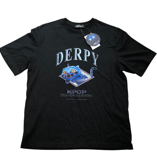 KPOP Demon Hunters Derpy T-Shirt Size S Women's Black Short Sleeve Cotton