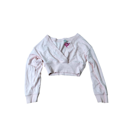 River Island Girl's Cropped Sweater Pink with Lace Detail Long Sleeve 9-10 Years