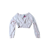 River Island Girl's Cropped Sweater Pink with Lace Detail Long Sleeve 9-10 Years