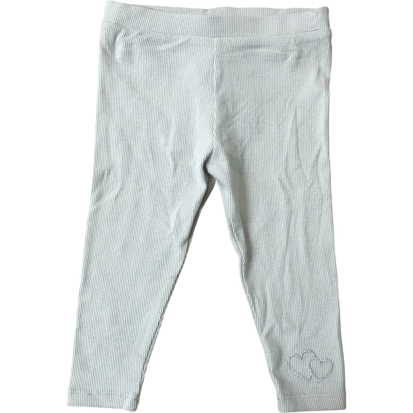 River Island Baby 9-12 Mths Girls Leggings Grey Ribbed Hearts Design