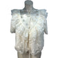 Rivers Island Cream Lace Frill Blouse UK10 Women's Short Sleeve Top Casual
