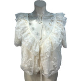 Rivers Island Cream Lace Frill Blouse UK10 Women's Short Sleeve Top Casual