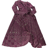 Plum Wrap Dress UK12 Women's Long Sleeve Patterned Midi