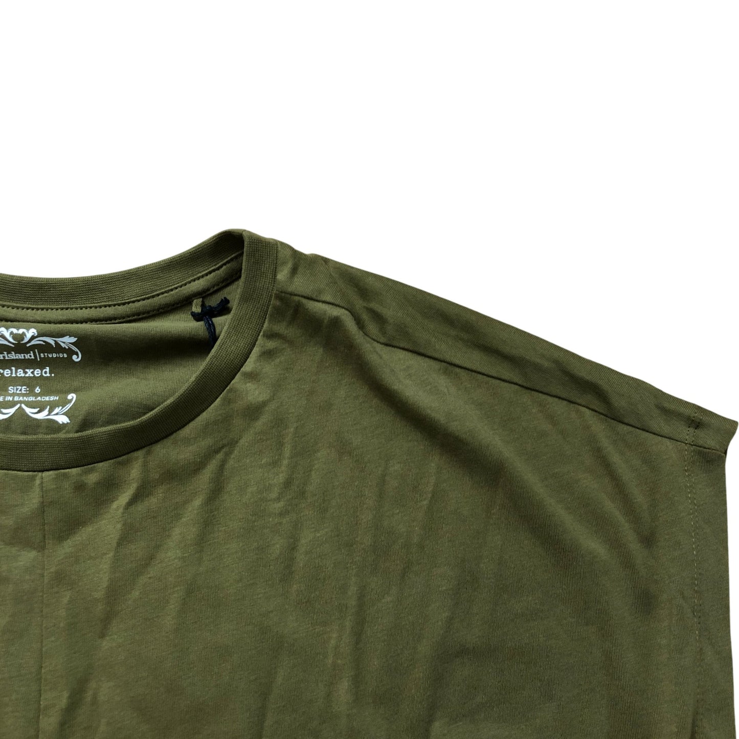 River Island Relaxed T-Shirt Size 6 Women's Olive Green Knot Front