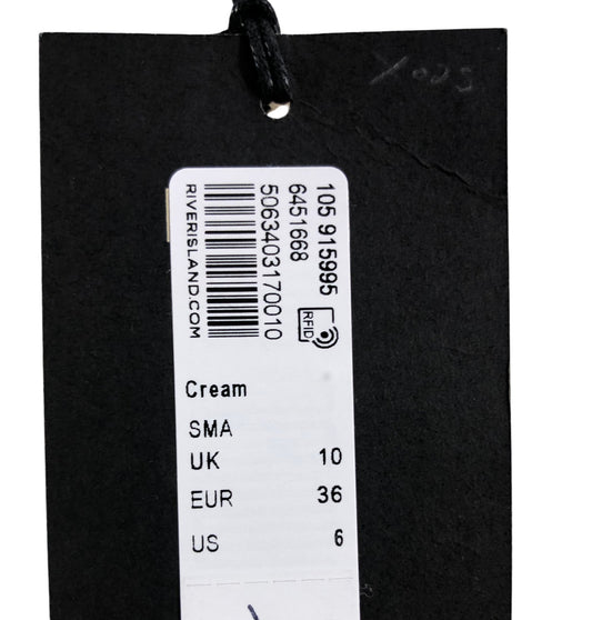 Rivers Island Cream Lace Frill Blouse UK10 Women's Short Sleeve Top Casual