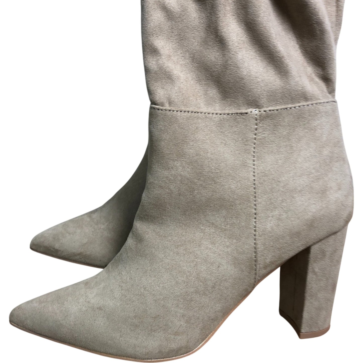Novo Elegant Women's Heeled Knee High Boots Size UK5 Taupe Block Heel