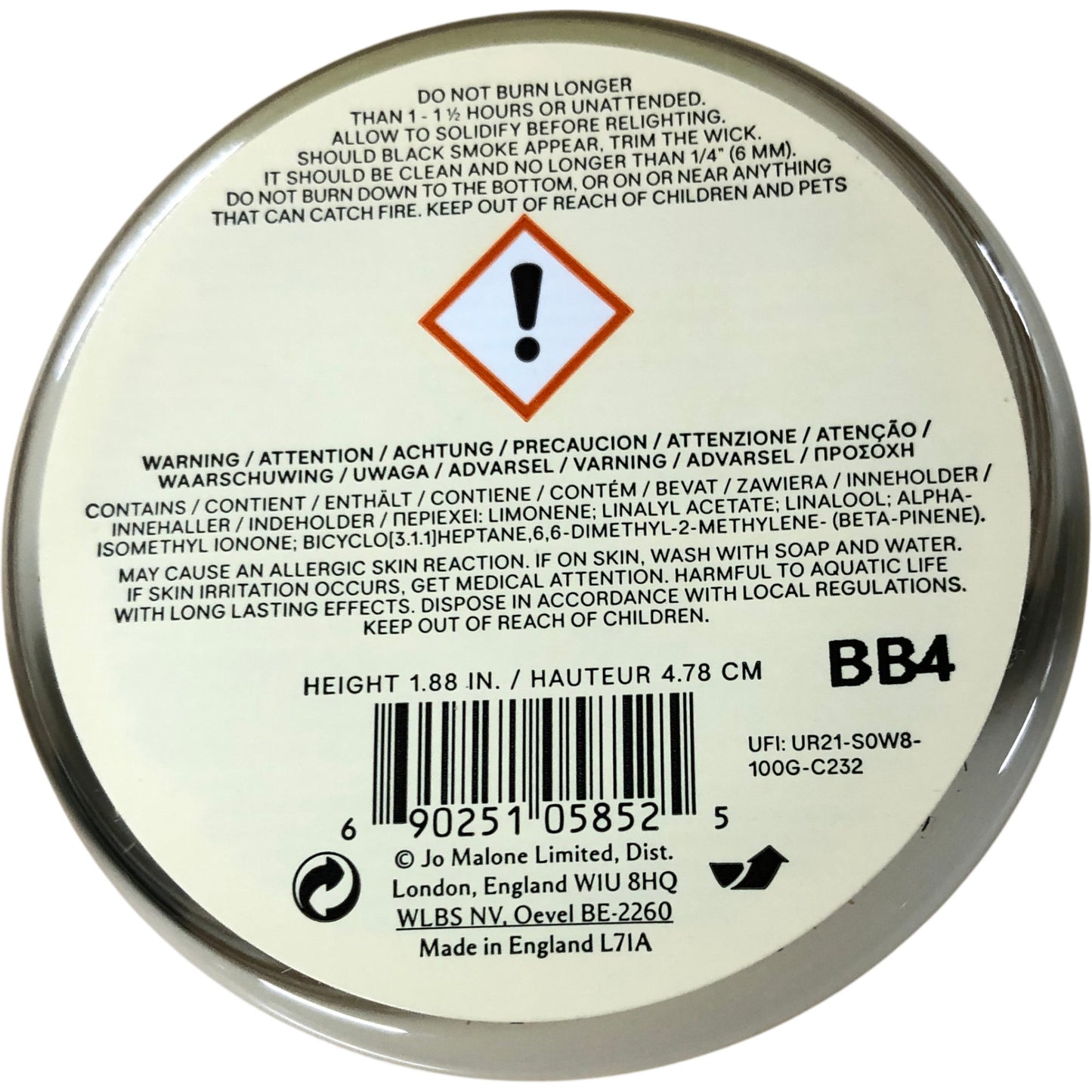 JO MALONE Lime Basil And Mandarin Scented Candle 200g Luxury Gift Boxed