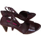 Lou 90 Leather Peep Toe High Heels - Burgundy - Size UK 6