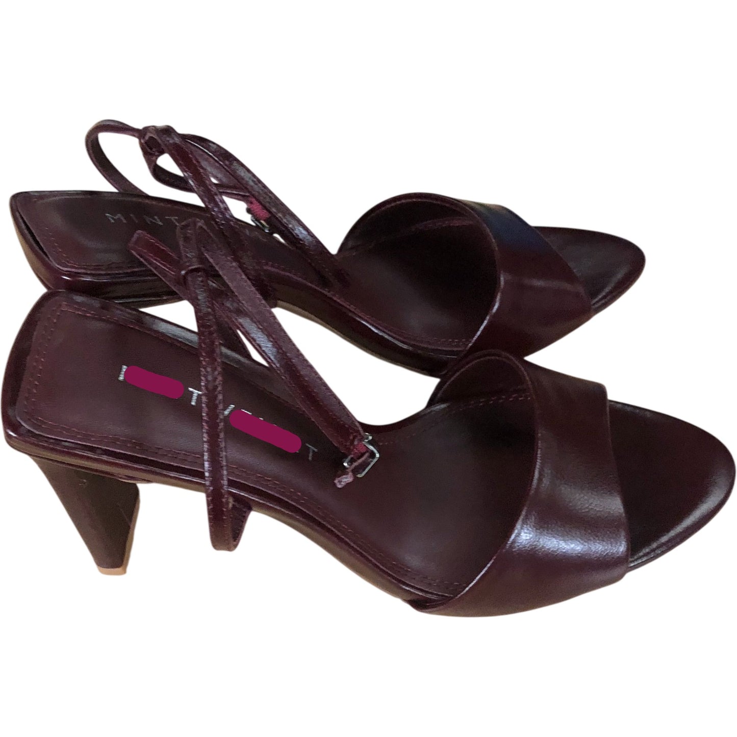 Lou 90 Leather Peep Toe High Heels - Burgundy - Size UK 6