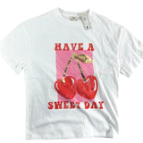 RIVER ISLAND Girls Casual T-Shirt UK9-10 Years Cherry Print Have A Sweet Day