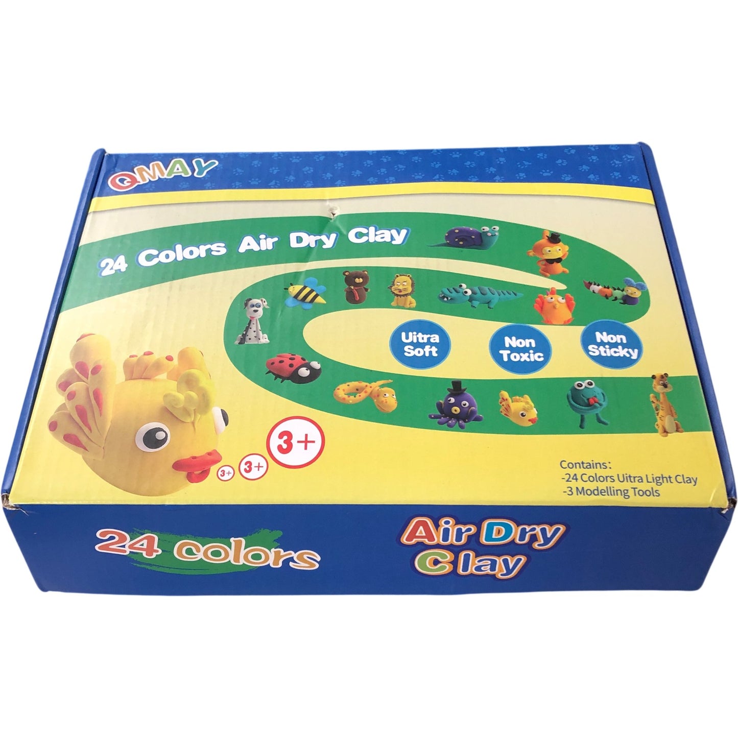 Qmay 24 Colours Air Dry Clay Ultra Soft Non Toxic Modelling Arts and Crafts Set