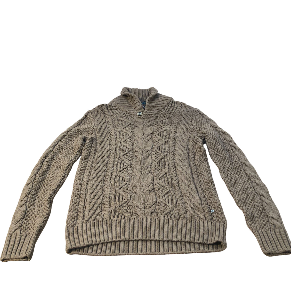 Brown Cable Knit Sweater Button Detail UK Small