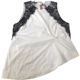 River Island Sleeveless Lace Trim Top Women's Elegant White Black Medium