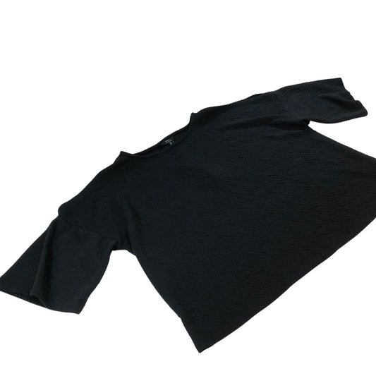River Island Black T-Shirt UK10 Women's Short Sleeve Soft Texture Top