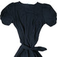Black Puff Sleeve Tie Waist Dress Women's Casual Style UK14