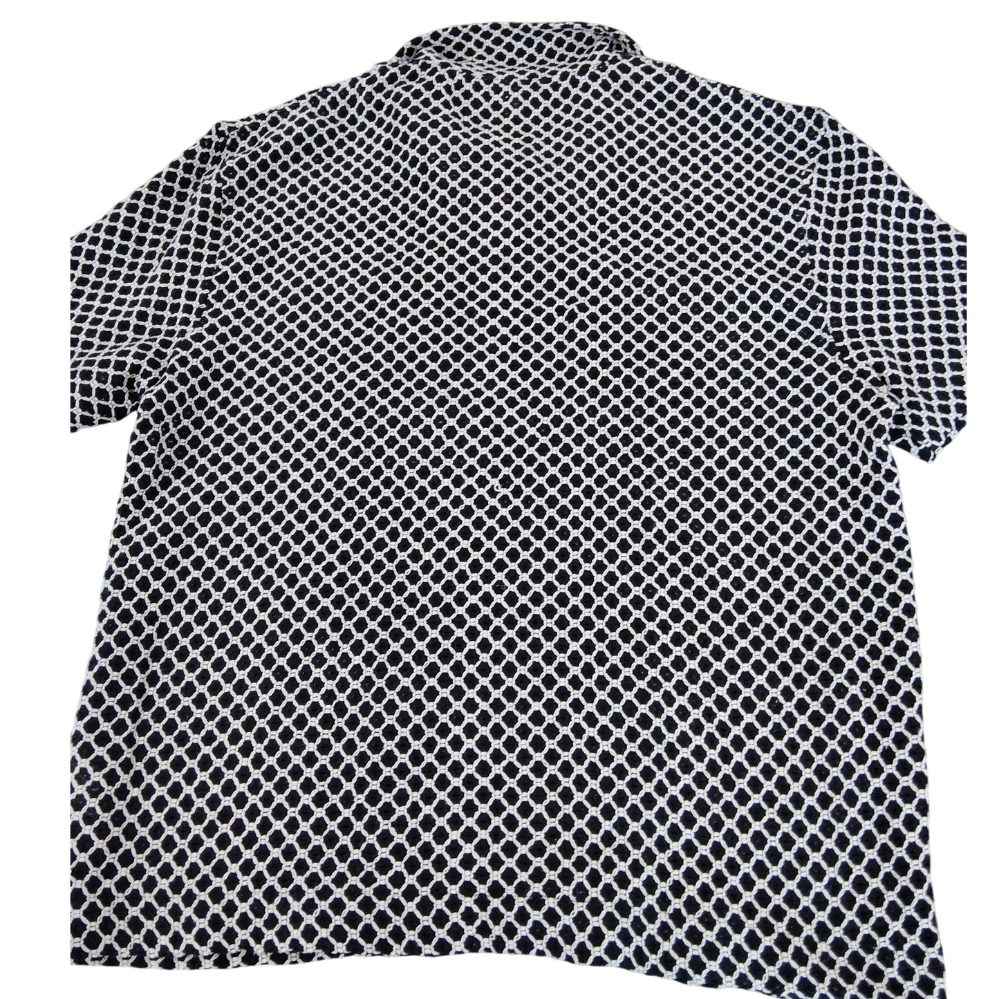 River Island Short Sleeve Shirt UK M Men's Black White Patterned Casual Top