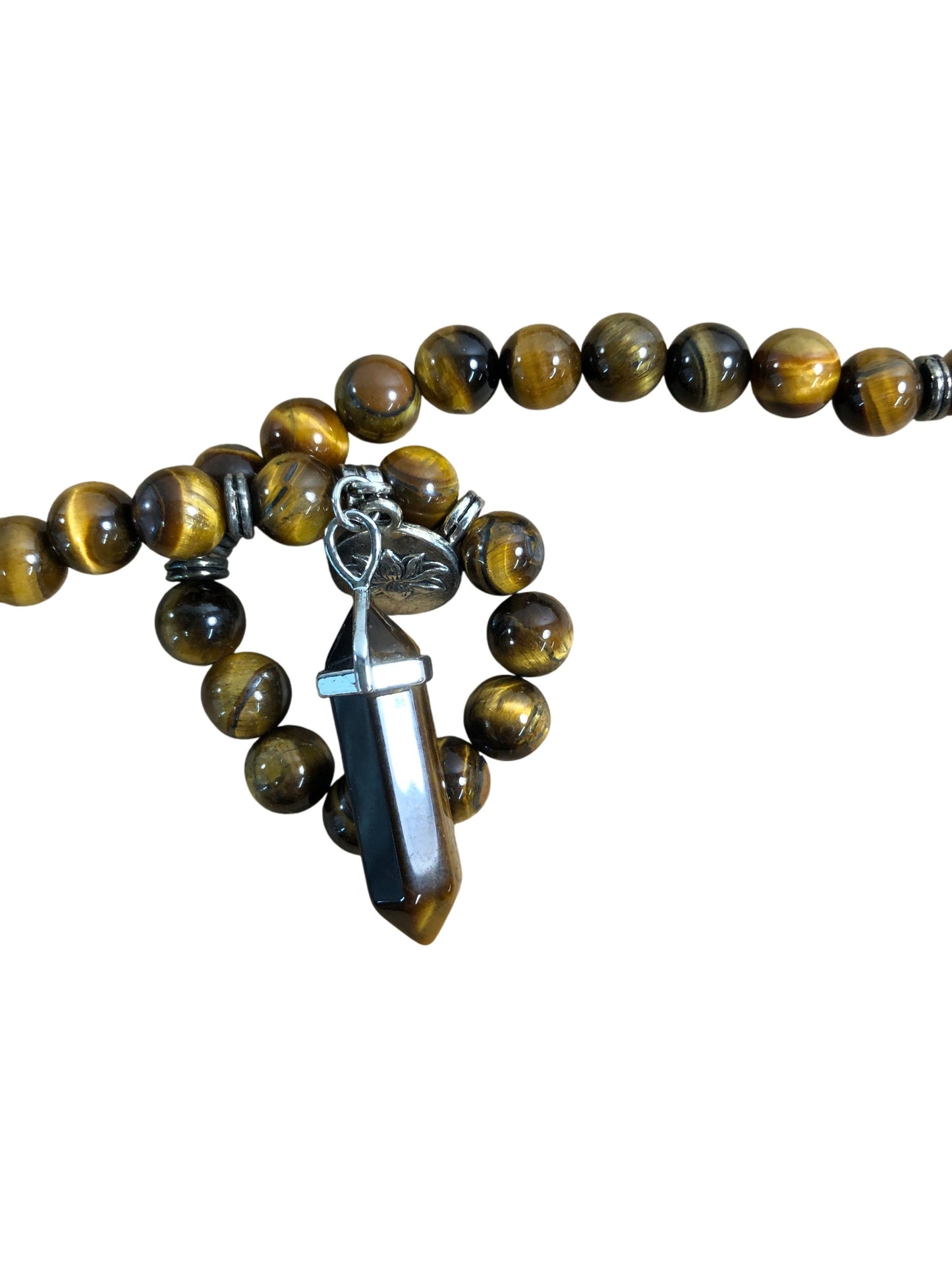 JOVIVI 108 Beads Tiger Eye Stone Necklace With Pendant Spiritual Jewelry