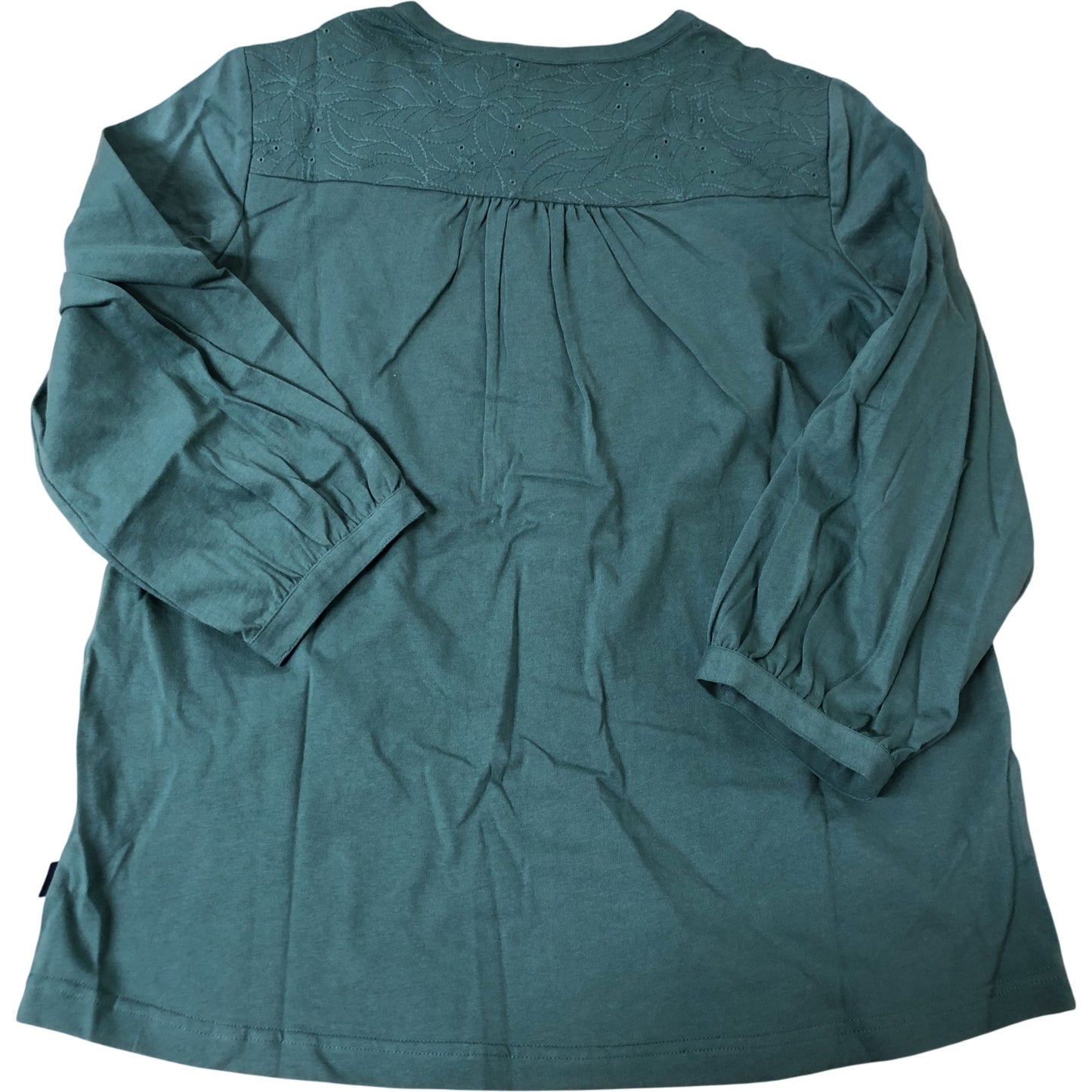 Weird Fish Mabel Organic Cotton Jacquard Top Size 12 Women's Green Long Sleeve