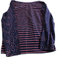 Women's Cotton Top UK10 V Neck Navy Pink Polka Dot Long Sleeve Blouse