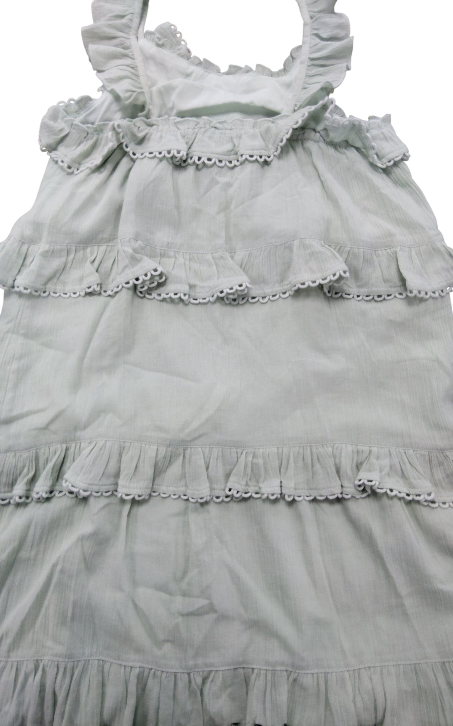 River Island Girls Dress UK11 Years Green Ruffled Tiered Summer Dress