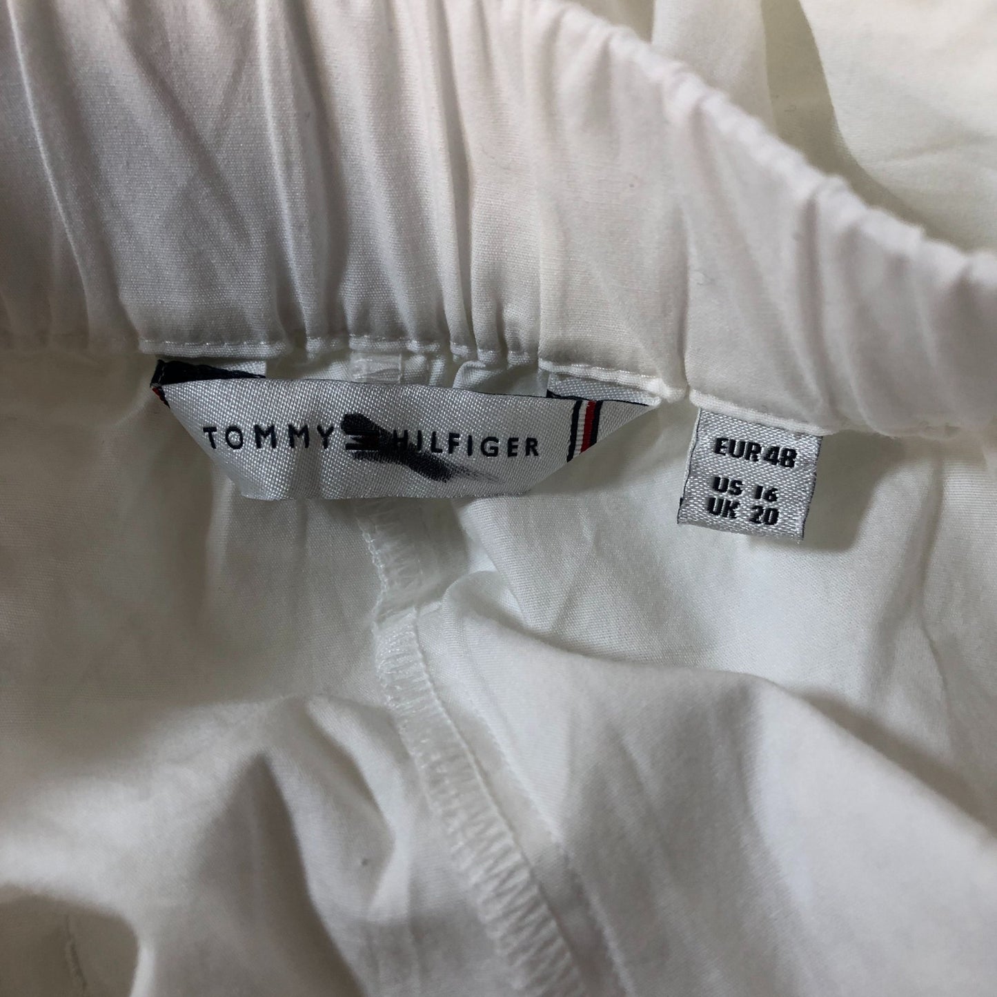 Tommy Hilfiger Wide Leg Trousers Women's White Cotton Elasticated Waist UK20