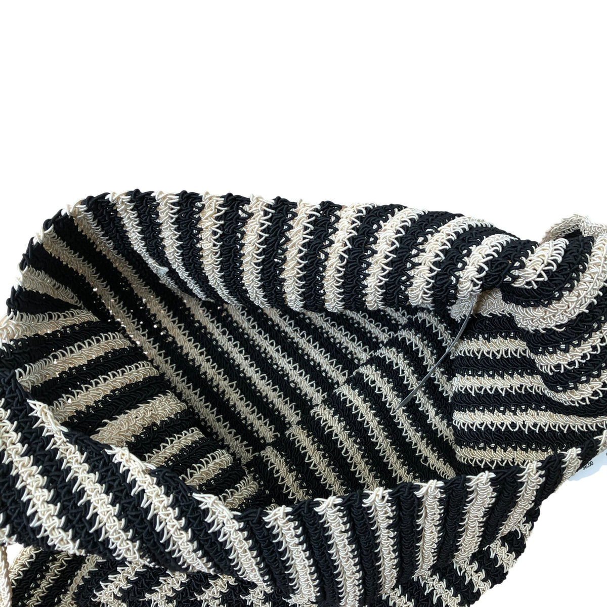 Macrame Sling Striped Shoulder Bag Women's Casual Tote Bag Black Cream