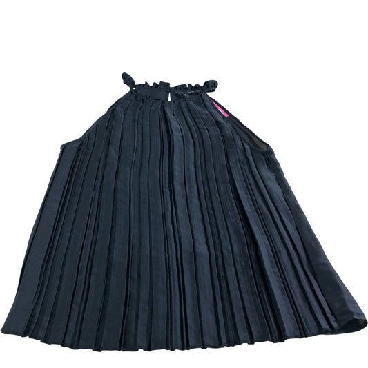 River Island Black Pleated Top UK12 Women's Casual Lightweight Ruffled Neck