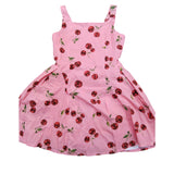 River Island Cherry Print Dress 7 Years Girls Pink Sleeveless Cotton Summer Wear