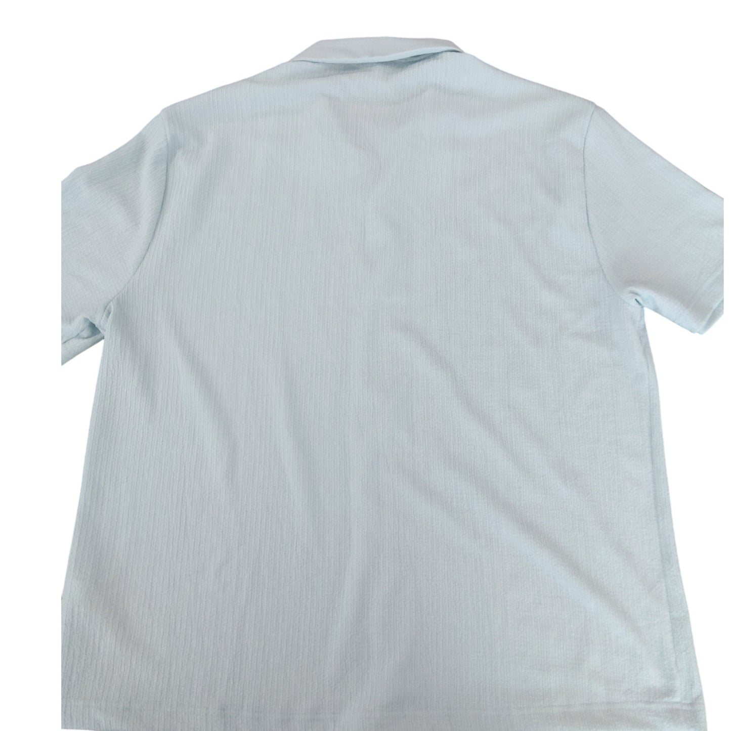 River Island Casual Shirt Size M Men's Light Blue Short Sleeve Textured Top