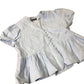 Short Sleeve Peplum Blouse Women's Light Blue Linen Button-Up Medium